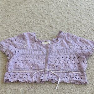 LoveShackFancy Lavender Eyelet Crop Top